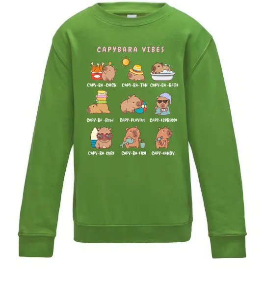 Детский Свитшот Capybara vibes Лаймовый фото