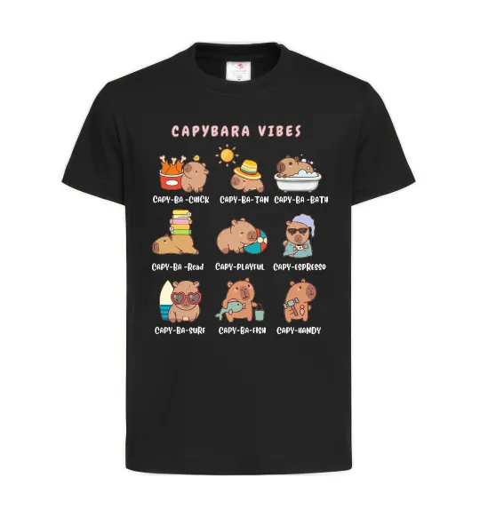Дитяча футболка Capybara vibes Чорний фото