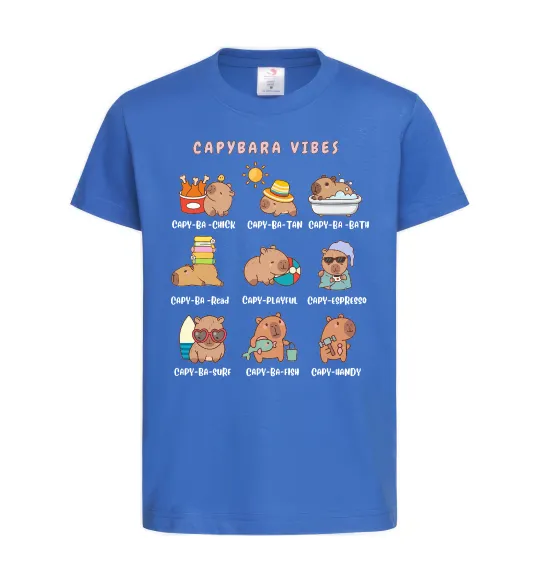 Дитяча футболка Capybara vibes Яскраво-синій фото