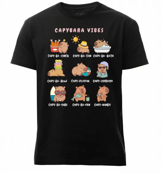 Мужская премиум футболка Capybara vibes Черный фото