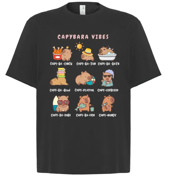 Футболка Оверсайз Capybara vibes Черный фото
