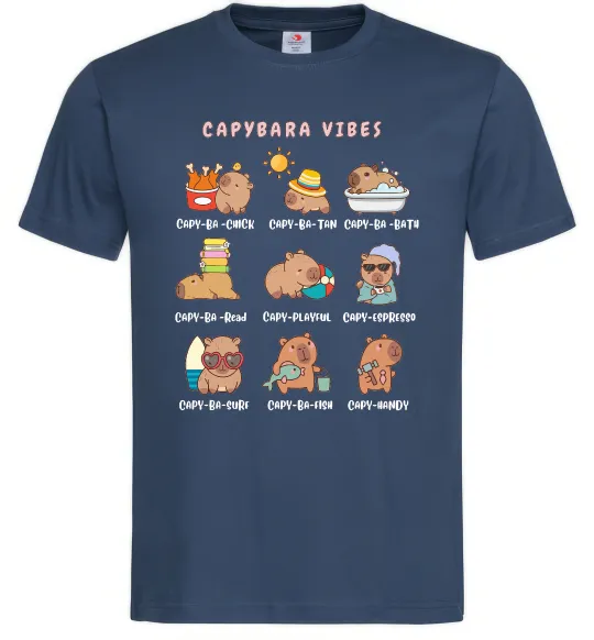 Мужская футболка Capybara vibes Темно-синий фото