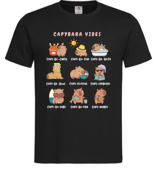 Мужская футболка Capybara vibes Черный фото