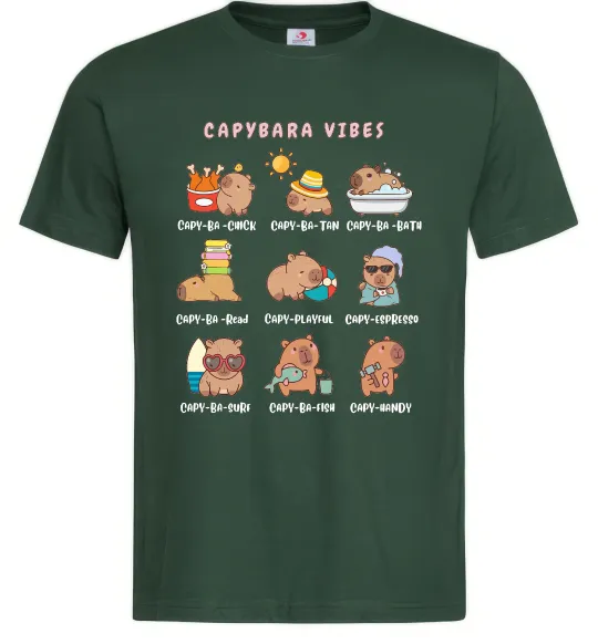 Мужская футболка Capybara vibes Темно-зеленый фото