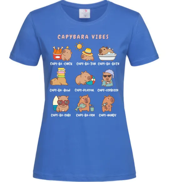 Женская футболка Capybara vibes Ярко-синий фото