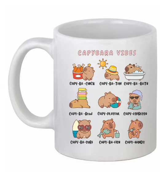 Чашка керамическая Capybara vibes Белый фото