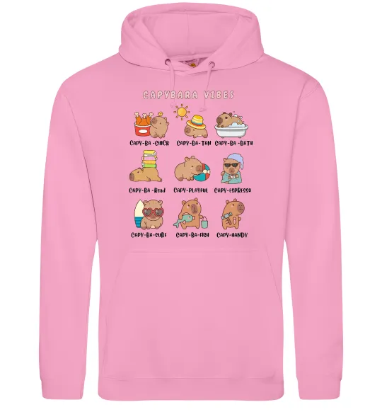 Мужская толстовка (худи) Capybara vibes Розовый фото