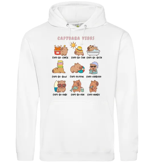 Мужская толстовка (худи) Capybara vibes Белый фото