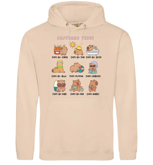 Мужская толстовка (худи) Capybara vibes Песочный фото