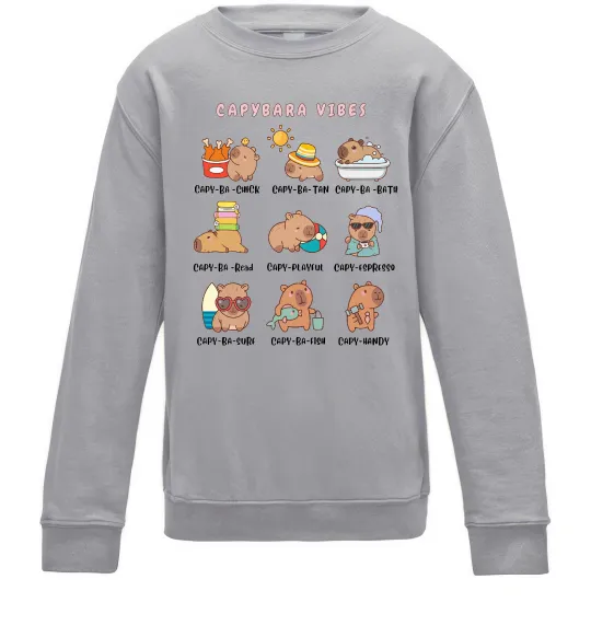 Детский Свитшот Capybara vibes Серый меланж фото