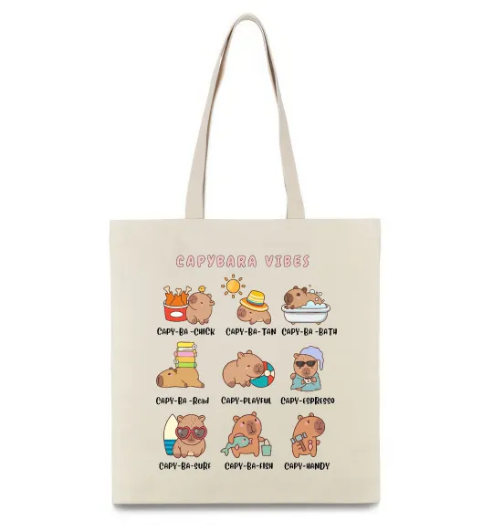 Эко-сумка Capybara vibes Бежевый фото