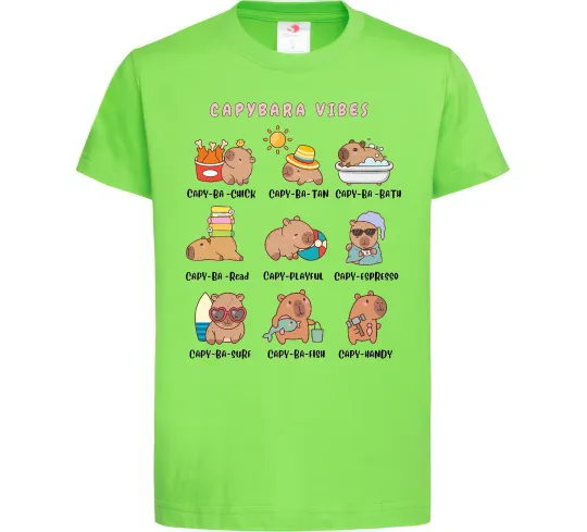 Детская футболка Capybara vibes Лаймовый фото