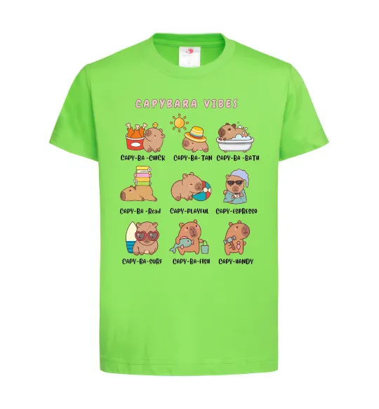 Дитяча футболка Capybara vibes Лаймовий фото