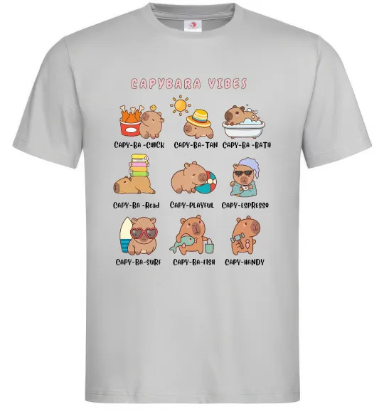 Мужская футболка Capybara vibes Серый фото