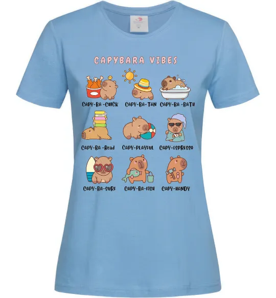 Женская футболка Capybara vibes Голубой фото