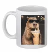 Чашка керамическая Capy-bubble tea Белый фото