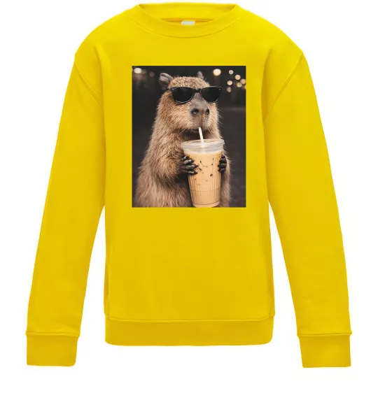 Детский Свитшот Capy-bubble tea Солнечно желтый фото