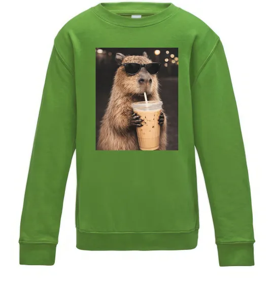 Детский Свитшот Capy-bubble tea Лаймовый фото