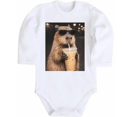 Детский боди Capy-bubble tea Белый фото