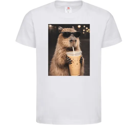 Детская футболка Capy-bubble tea Белый фото