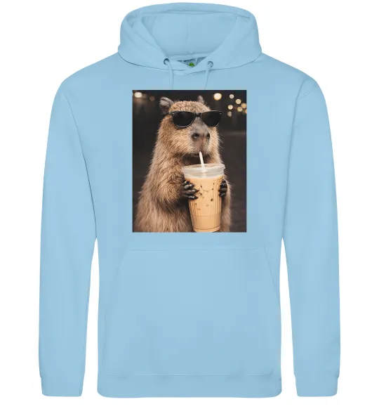 Мужская толстовка (худи) Capy-bubble tea Голубой фото