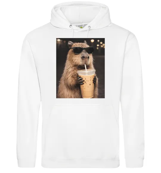 Женская толстовка (худи) Capy-bubble tea Белый фото