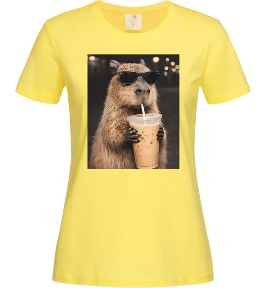 Женская футболка Capy-bubble tea Лимонный фото