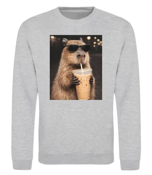 Свитшот Capy-bubble tea Серый меланж фото