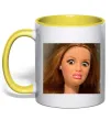 Чашка з кольоровою ручкою Barbie meme Лимонний фото