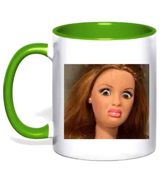 Чашка з кольоровою ручкою Barbie meme Лаймовий фото