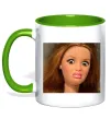 Чашка з кольоровою ручкою Barbie meme Лаймовий фото