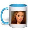 Чашка з кольоровою ручкою Barbie meme Блакитний фото