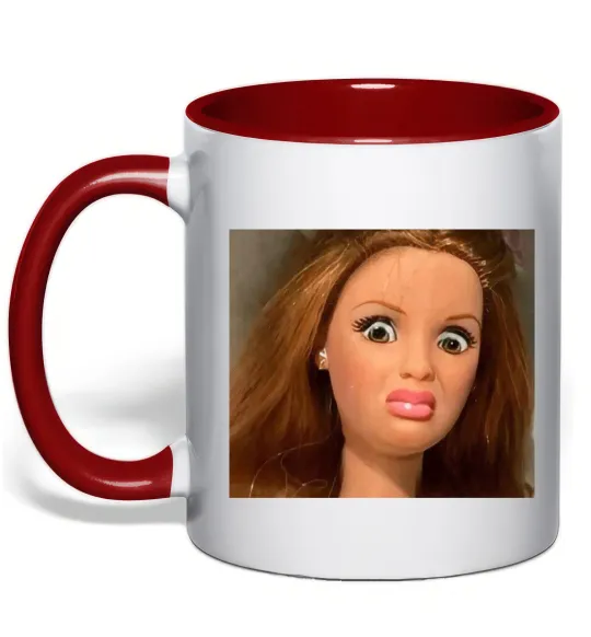 Чашка з кольоровою ручкою Barbie meme Червоний фото