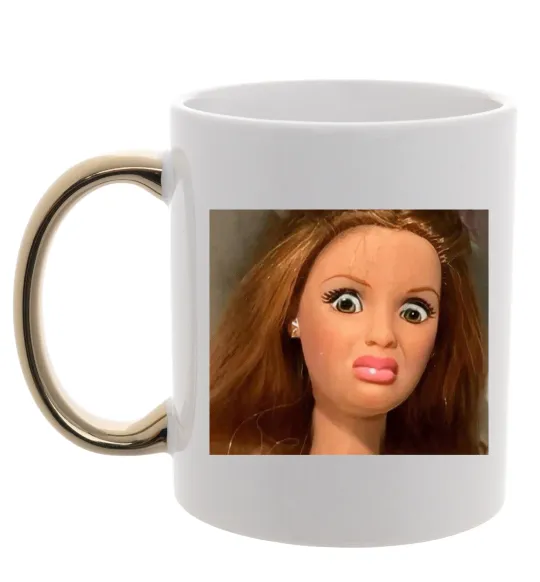 Чашка з кольоровою ручкою Barbie meme Золото фото