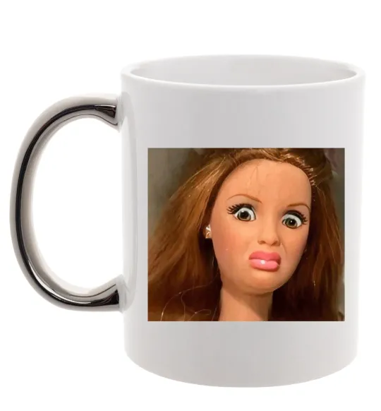 Чашка з кольоровою ручкою Barbie meme Срібло фото