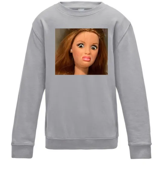 Детский Свитшот Barbie meme Серый меланж фото