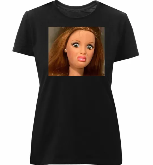 Женская премиум футболка Barbie meme Черный фото