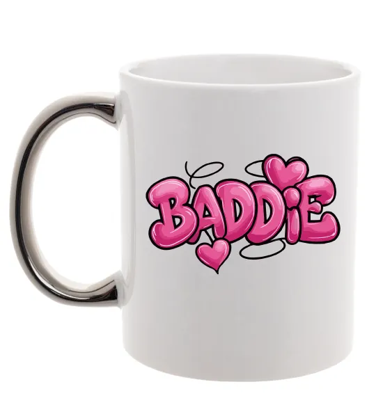 Чашка з кольоровою ручкою Baddie Срібло фото