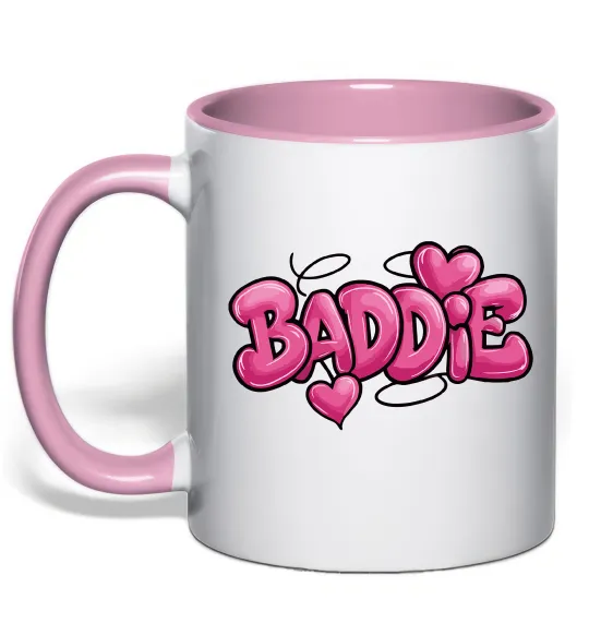Чашка з кольоровою ручкою Baddie Ніжно рожевий фото