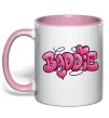 Чашка з кольоровою ручкою Baddie Ніжно рожевий фото
