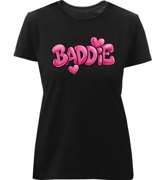 Женская премиум футболка Baddie Черный фото