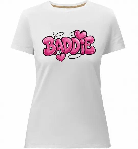 Женская премиум футболка Baddie Белый фото