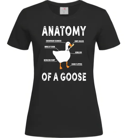 Женская футболка Anatomy of goose Черный фото