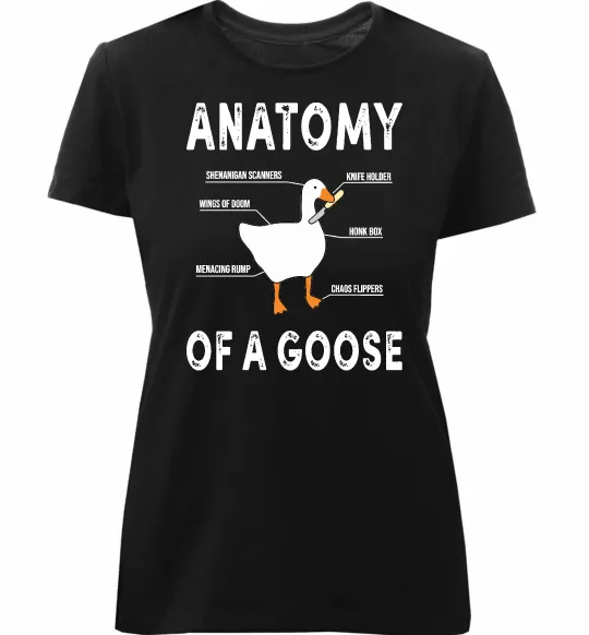 Женская премиум футболка Anatomy of goose Черный фото