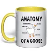 Чашка с цветной ручкой Anatomy of goose Лимонный фото