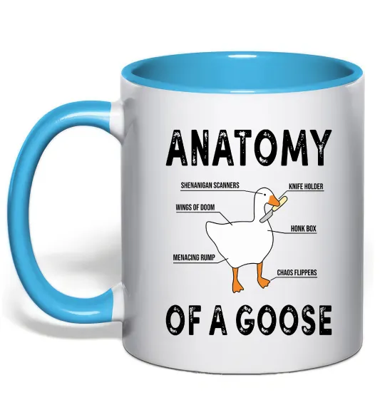 Чашка с цветной ручкой Anatomy of goose Голубой фото