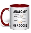Чашка с цветной ручкой Anatomy of goose Красный фото