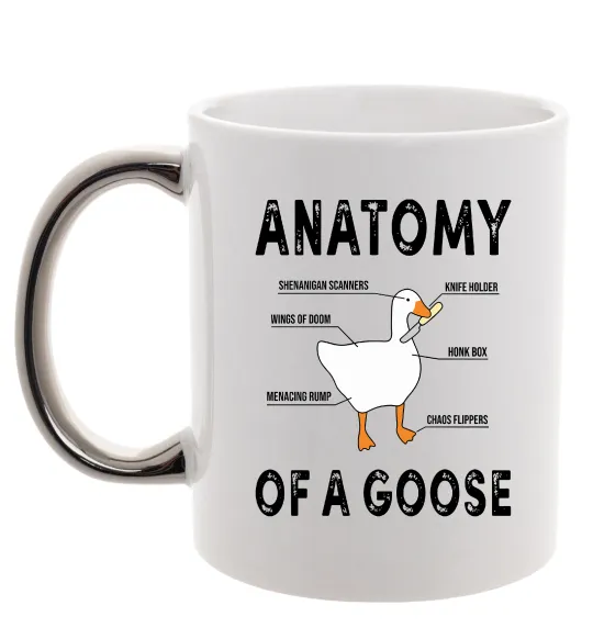 Чашка с цветной ручкой Anatomy of goose Серебро фото