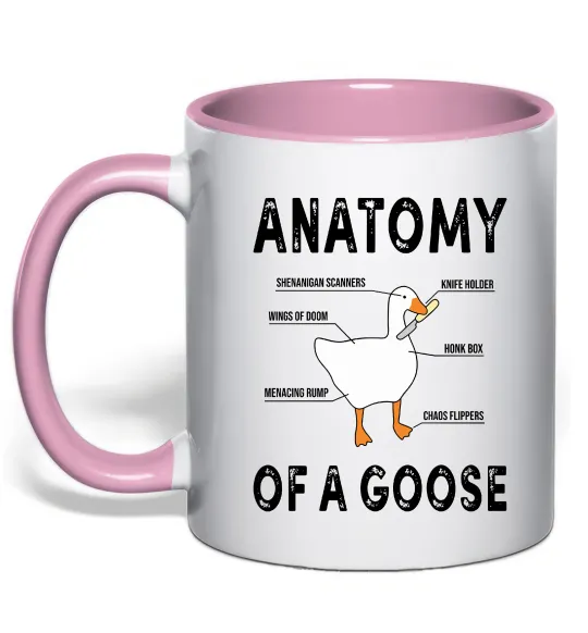 Чашка с цветной ручкой Anatomy of goose Нежно розовый фото