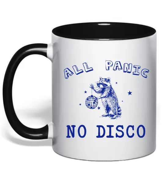 Чашка с цветной ручкой All panic No disco Черный фото